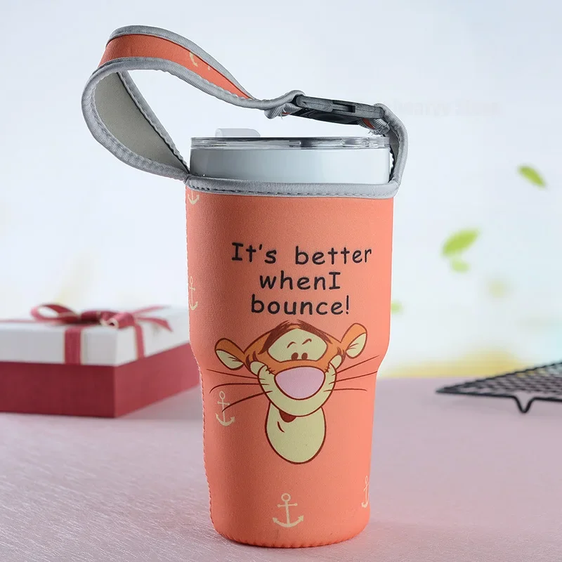 Disney Mickey Sport Water Bottle Cover New Cute Cartoon Portable Student Thermos Cup Pouch Vacuum Glass Cup Set Sport Accessorie