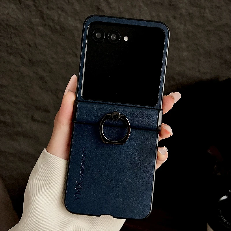 Luxury Leather Ring Case: Premium Shockproof Cover with Plain Hinge Design