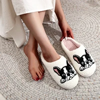 Pet Pattern French Bulldog Embroidered Plush Home Thick-Soled Comfortable Plush Cotton Slippers Cute Warm Non-Slip Indoor Slippers Pet Mom Gift Men and Women Can Wear - Image 4