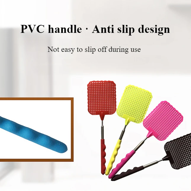 1pc Telescopic fly swatter manual plastic stainless steel rod with long rod mosquito swatter home sharp tools 3