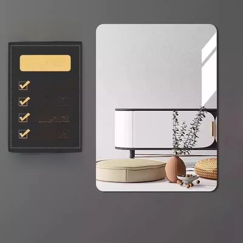 מראה גוף מלא לחדר אמבטיה אקרילית דביקה עצמית לקיר ברזולוציה גבוהה ללא צורך בקידוח לאיפור ולשטיפת פנים