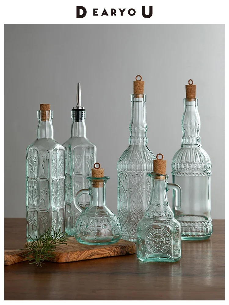 

Oil Bottle Glass Bottle Kitchen European-Style Large Capacity Bottles for Soy Sauce and Vinegar Household Storage Bottle