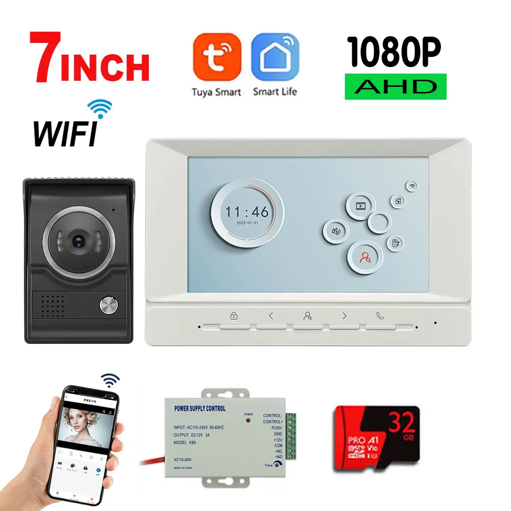 Tuya Wifi inch Wired Video Doorbell Indoor Monitor Outdoor