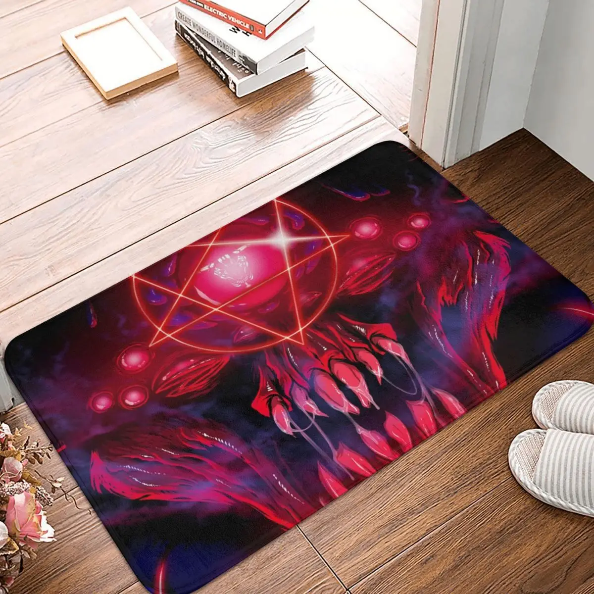 

Evil Mouth Non-slip Doormat Kitchen MatThe Infernal Asylum Hallway Carpet Entrance Door Rug Indoor Decorative