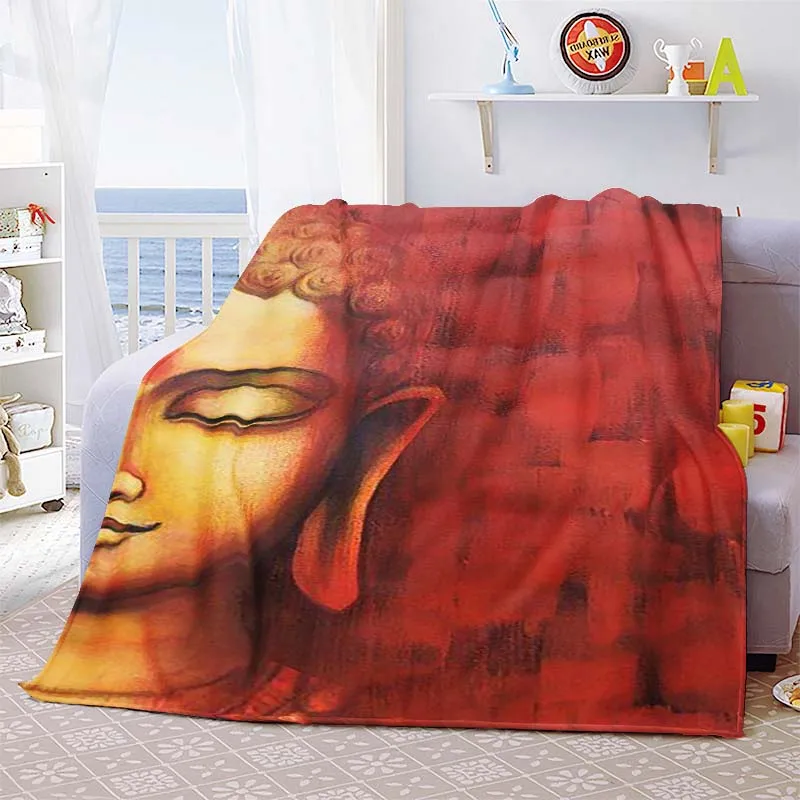 ZenBuddhaHeadBuddhistLightweightThrowBlanketforBeddingWarm