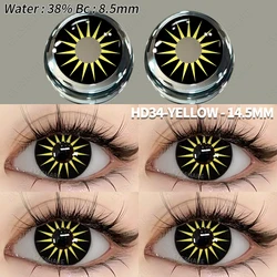 EYESHARE Vibrant Blue Anime Cosplay Contact Lenses - Yearly Wear for Dramatic Halloween Makeup (HD34-YELLOW)