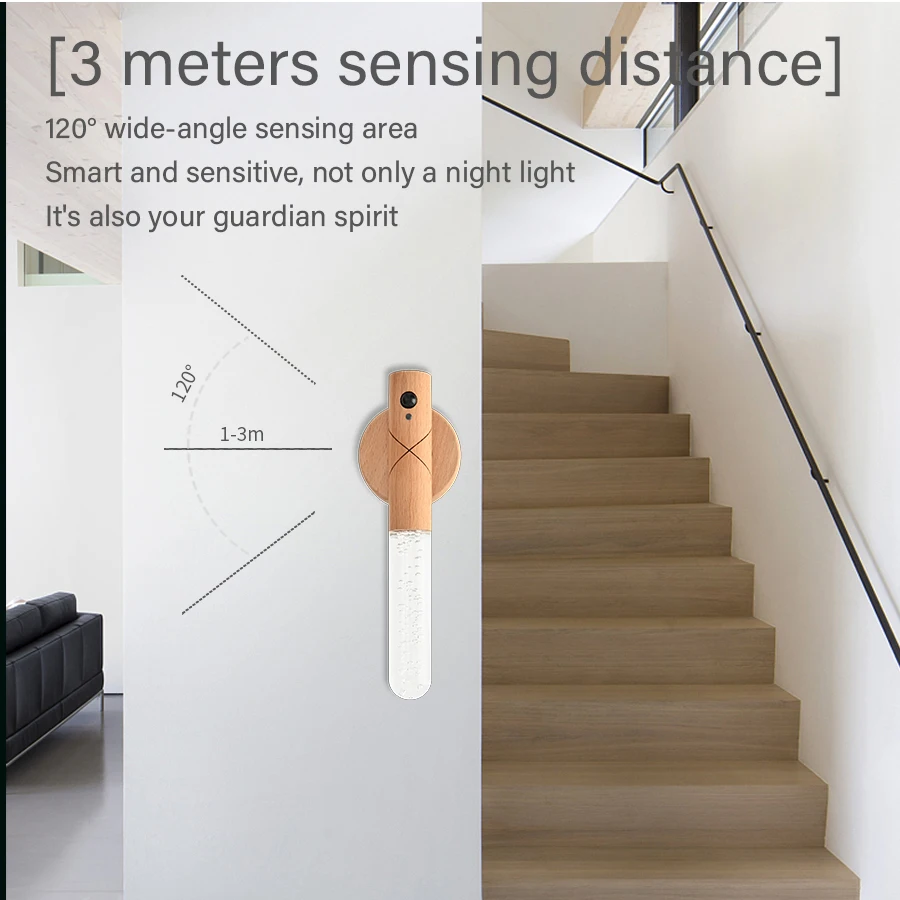 LED USB Night Light Magnetic Wall Lamp Intelligent Light Sensor Control Night Light Closet Light Home Bedroom Table Move Lamp 5