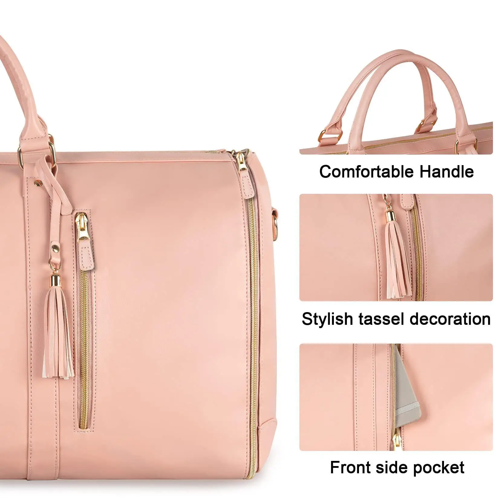 Foldable Women's Travel Clothing Bag PU Leather Duffel Bag