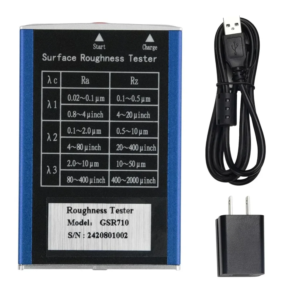 Surface Roughness Tester Portable Roughness Gauge Ra/Rq 0.05~15.0μm Rz/Rt 0.1~50.0μm with Standard Calibration Block and Bracket 6