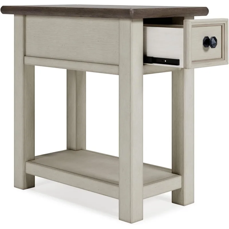 Bolanburg Farmhouse Chair Side End Table, Light Brown & Whitewash 4