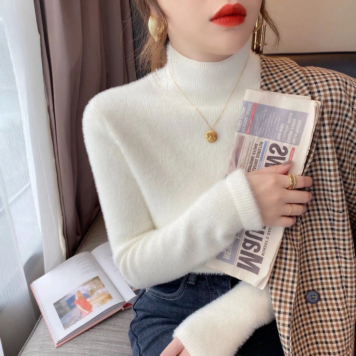 

Knitted Women Sweaters and Pullovers Long Sleeve Turtleneck Warn Female Pullover Kintted Tops Jumper Clothes 2023 News G245