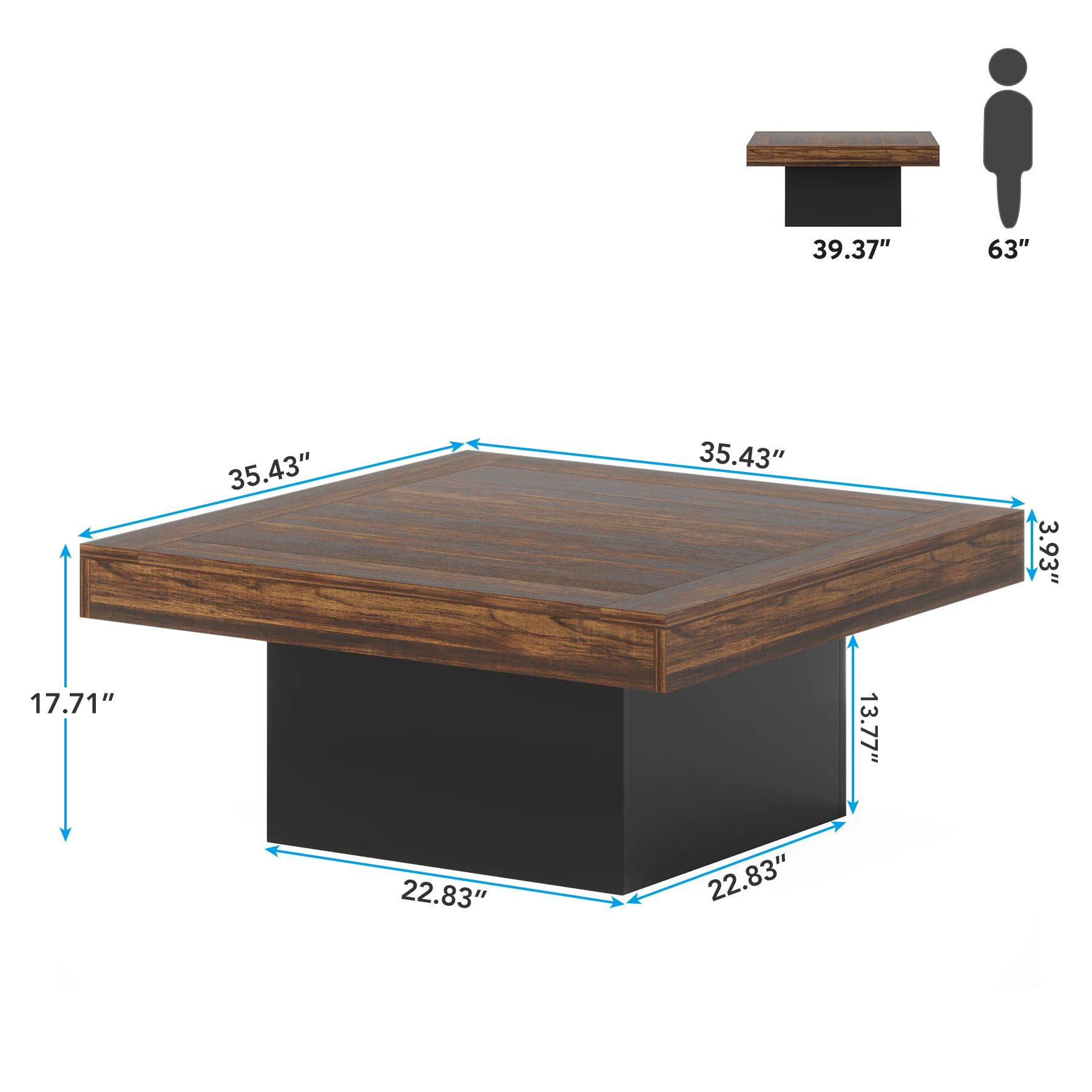 Side table c shaped end table for couch bed tv tray for eating on couch small end tables small spaces easy assembly Tribesigns coffee table square LED coffee table engineered wood low for living room rustic brown & black