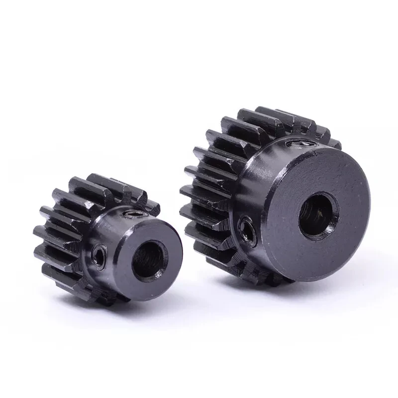 1PCS 1 Mod 15Teeth-35Teeth Spur Gear 45# Steel Pinion Gear Step Bore 4/5/6/6.35/7/8/10/12/14/15mm Blackened