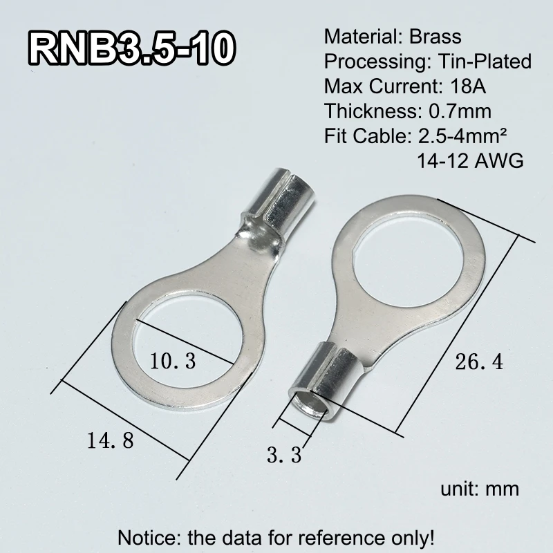 100pcs Brass Ring Terminal Block Connector Set