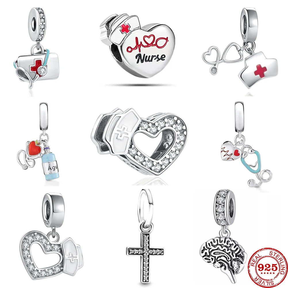 925 Sterling Silver Nurse First Aid Kit Medicine Pendants Charm Beads Jewelry For Women Fit Original Pandora Bracelet beads charms,charm jewelry,sterling silver jewelry,charm bead,sterling silver beads,beads jewelry,silver charm bead,sterling silver beads charm,loose gemstone jewelry