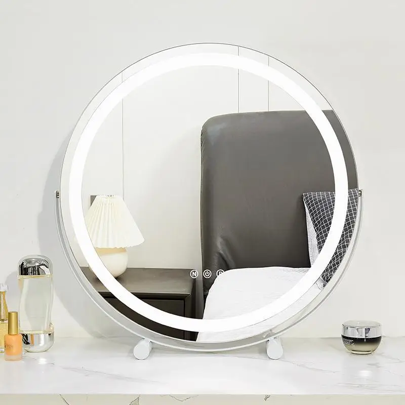 

Round Hollywood Mirror Dimmable LED lights Touch Vanity Makeup Mirror with Lights Tabletop Lighted Cosmetic Mirror 28cm 38cm