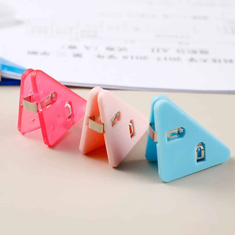 Kawaii 삼각형 코너 클립, 파일 종이 클립, 파일 인덱스 사진 클램프 페이지 거치대, 한국 문구 사무실 책상 정리함, 15 개