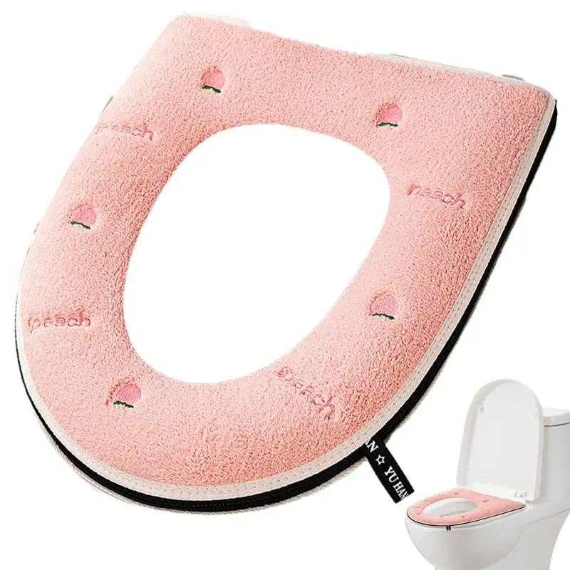 Winter Bathroom Toilet Seat Cover Soft Warmer Washable Mat Cover Pad Cushion Seat Handle 1Pcs