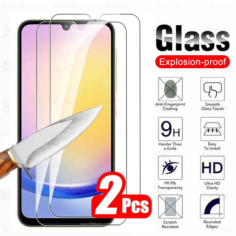 

For Samsung Galaxy A25 5G Glass 2Pcs Tempered Glass Samsang Sumsung A 25 25A GalaxyA25 SamsungA25 6.5inch Screen Protector Films