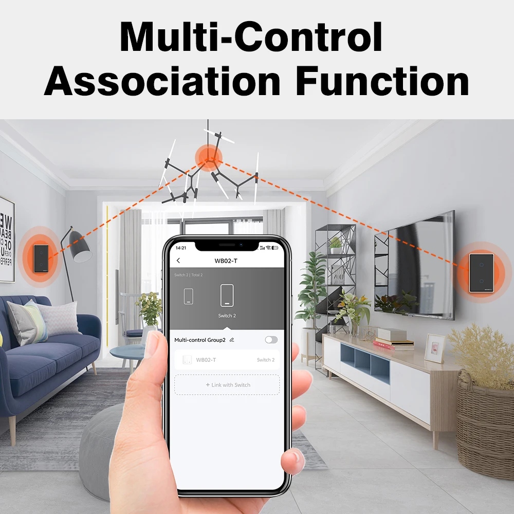 Tuya WiFi Smart Touch Switch Touch Panel US Light Switch Wall Switch With RF433 Voice Control With Alexa Google Home SmartThings