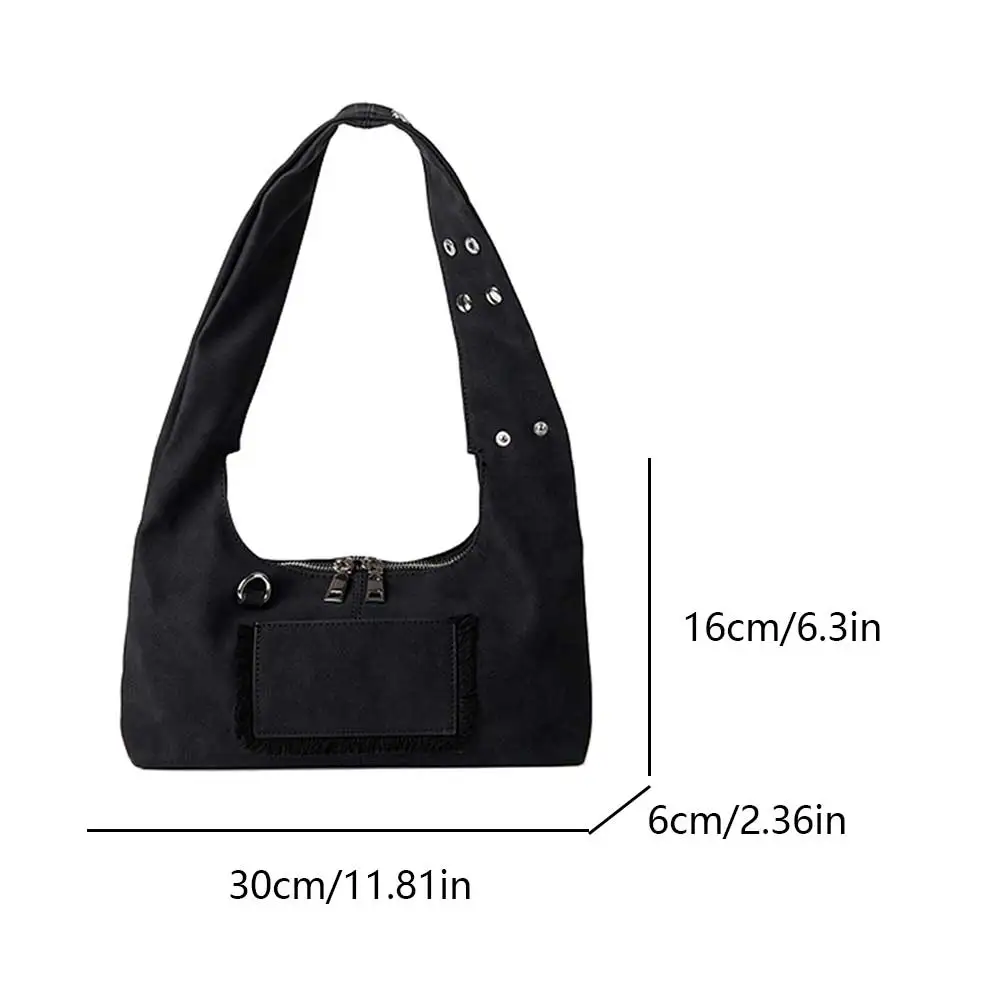 Suede Shoulder Bag for Women Chic Handbag Luxury Designer Handbags Purse Female Clutch Y2K Girls Top Handle Ladies Commuter Bag