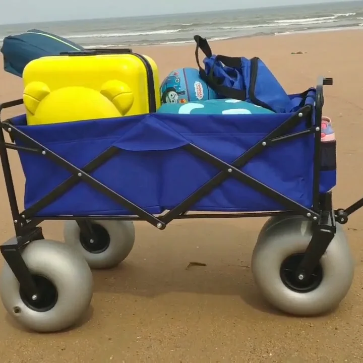 folding aluminum hand truck fishing cart beach sand wagon - AliExpress