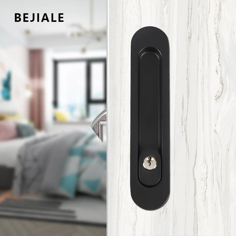 Sliding Door Bathroom Hook Lock Household Kitchen Balcony Sliding Door Lock With Key Concealed Handle Buckle