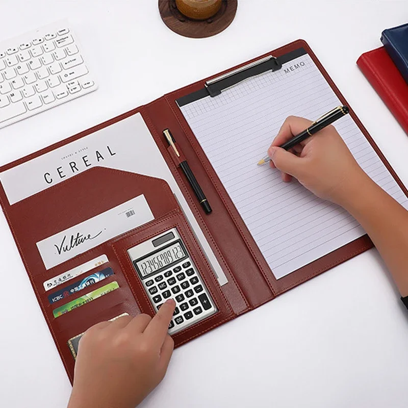 비즈니스 문서 카드 서류 가방, 사무실 거치대 폴더, 파일 공급 정리함, 가죽 PU 클립보드, Padfolio