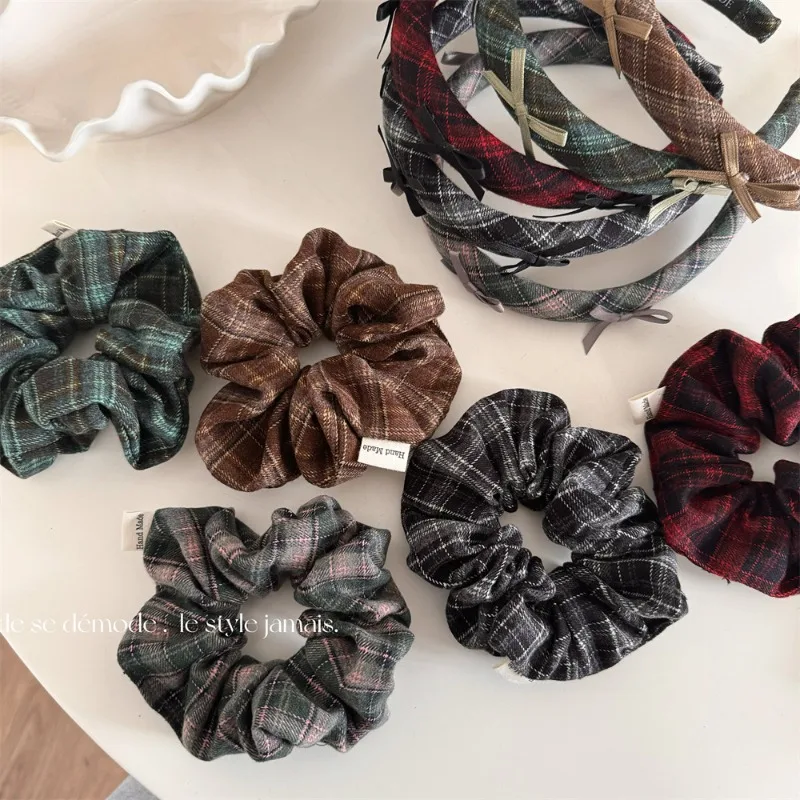 Plaid neuer Dickdarmring täglicher Kugelkopf niedriger Pferdeschwanz Haarseil einfache und vielseitige Mode Haarband Haarschmuck