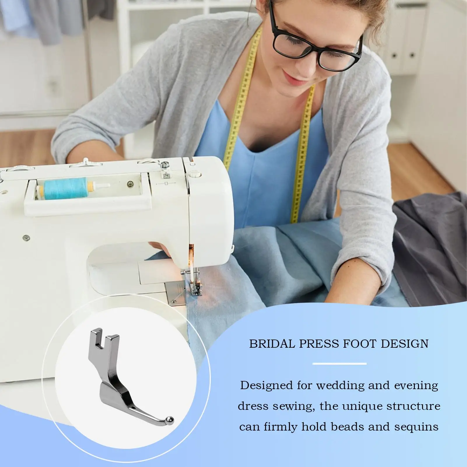 Sewing Machine Feet Bead Sequin Special Presser Foot No-Bead-Tapping Design Sewing Machine Accessories For Tulle Evening Gowns