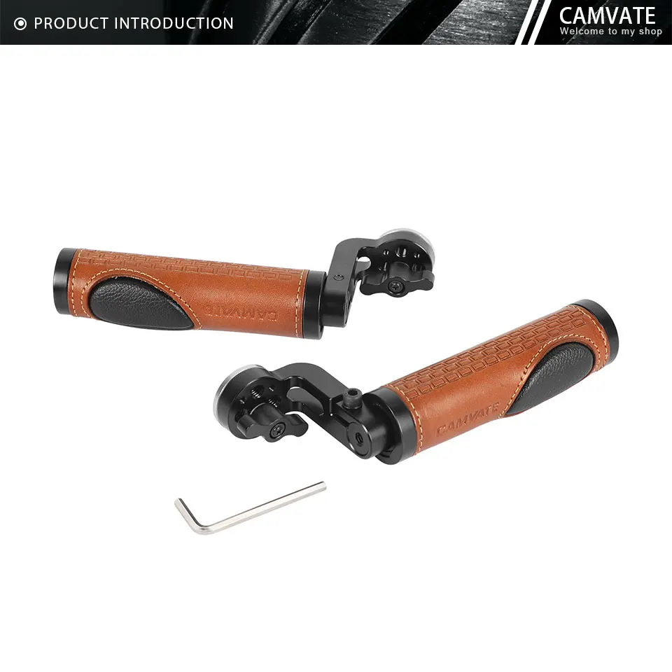 Leather ARRI Rosette Handgrip WIth Adjustable Knob M6 Male Threads Mount For DSL