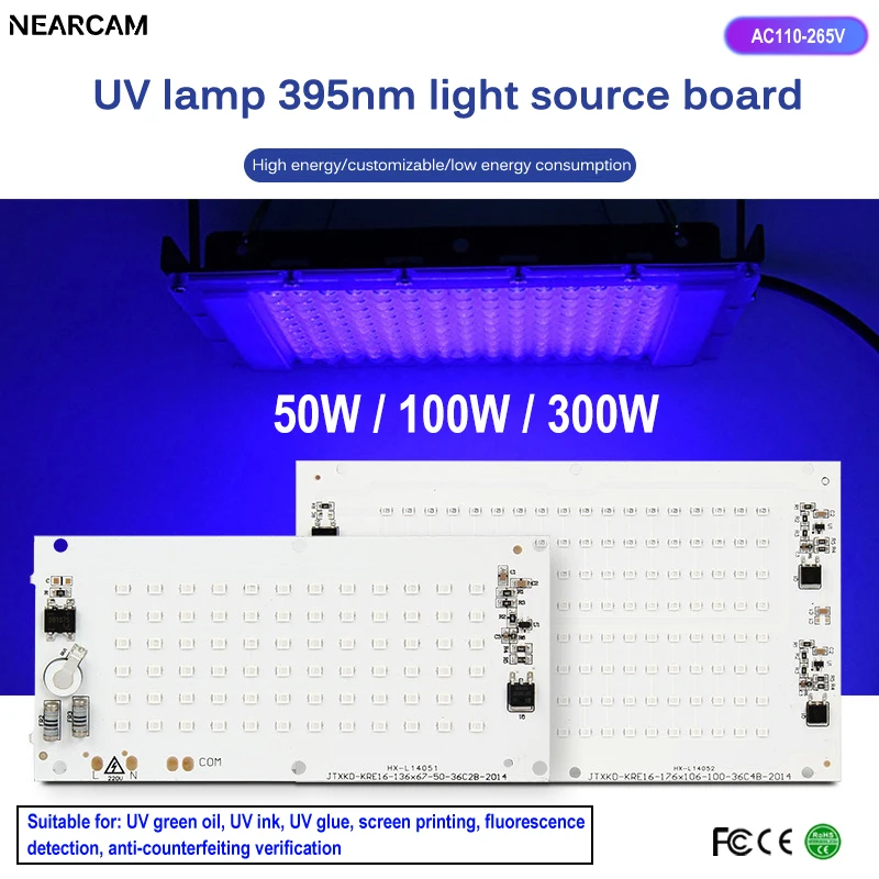 UV Disinfection Lamp UV Sterilization Lamp 50W/100W300W UV lamp 395NM linear light source board easy to install lamp film board light group bare source panel