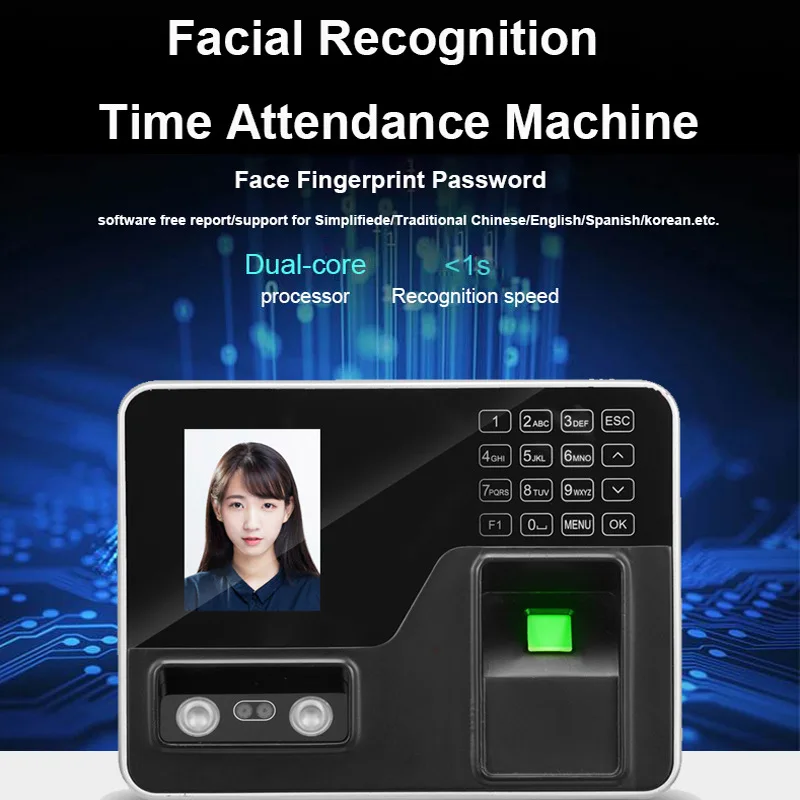 ZXX3 Fingerprint Time Attendance Machine Face Recognition Sign-in Machine Multi-language Optional