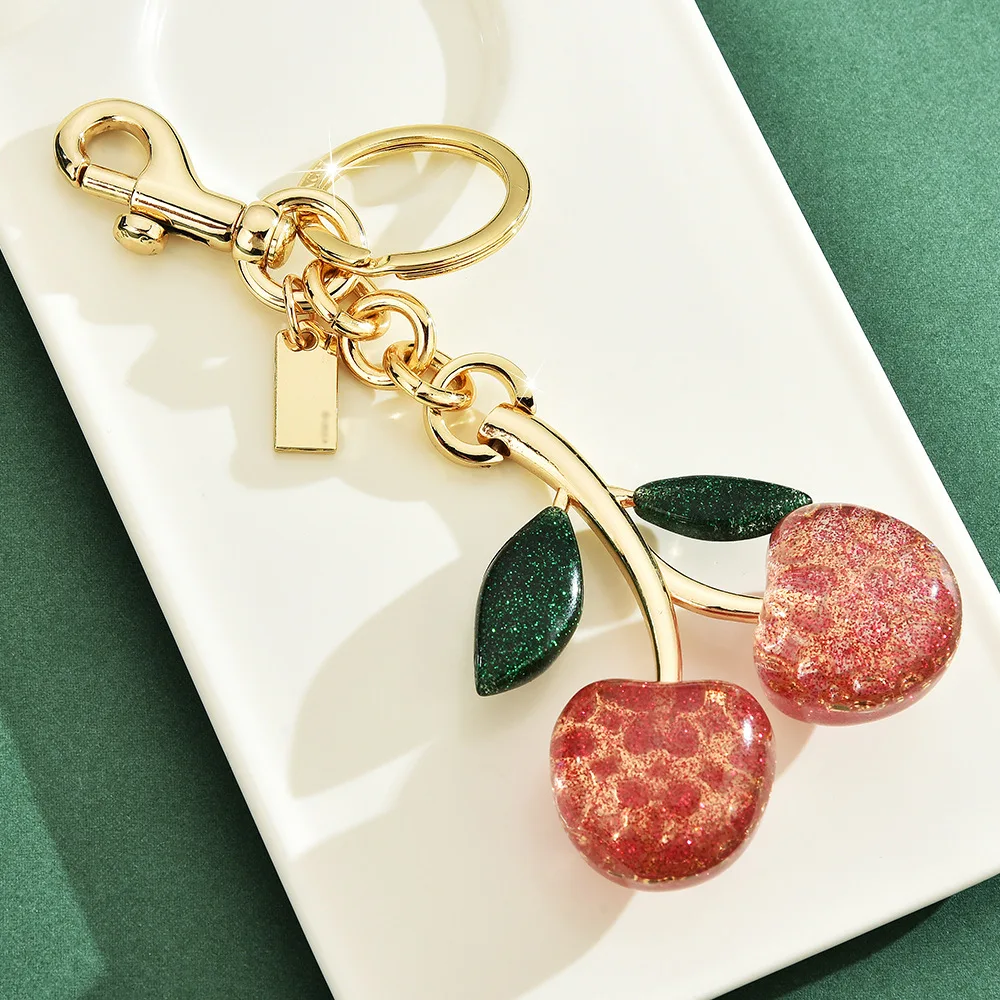 Porte-clés Cerise Pour Sac à Main - Charm Avec Clip - Rouge Et Argent - Uxcell