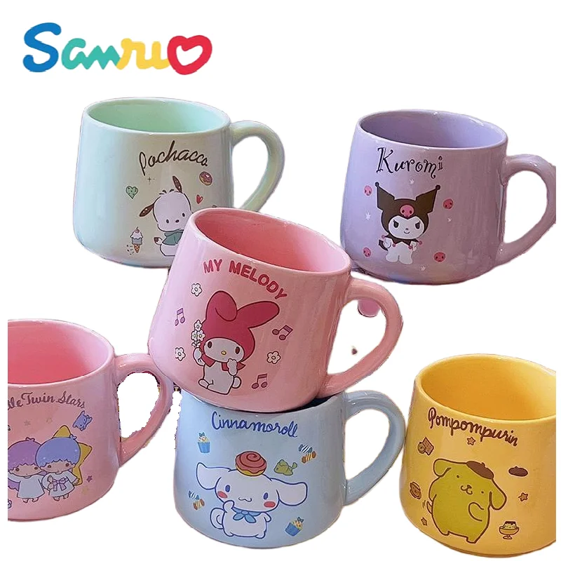 

Hello kitty Kuromi My melody Cinnamoroll Sanrio Anime Cartoon Creative Macaron Ceramic Cup Mug Cute Milk Coffee Cup Kawaii Gift