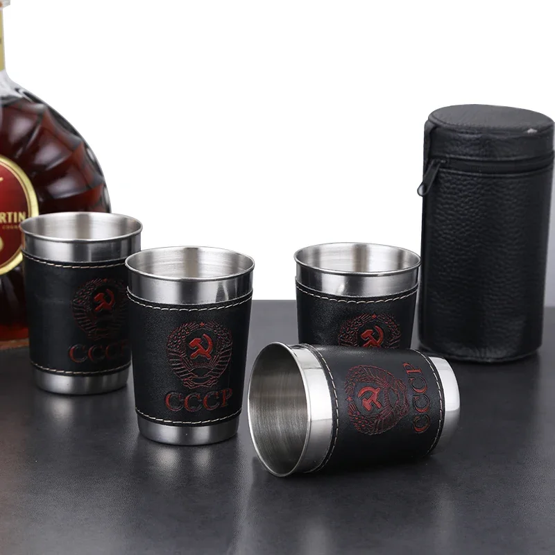 70ml Shot Glass Set 304 Stainless Steel Hip Flask Cup Outdoor