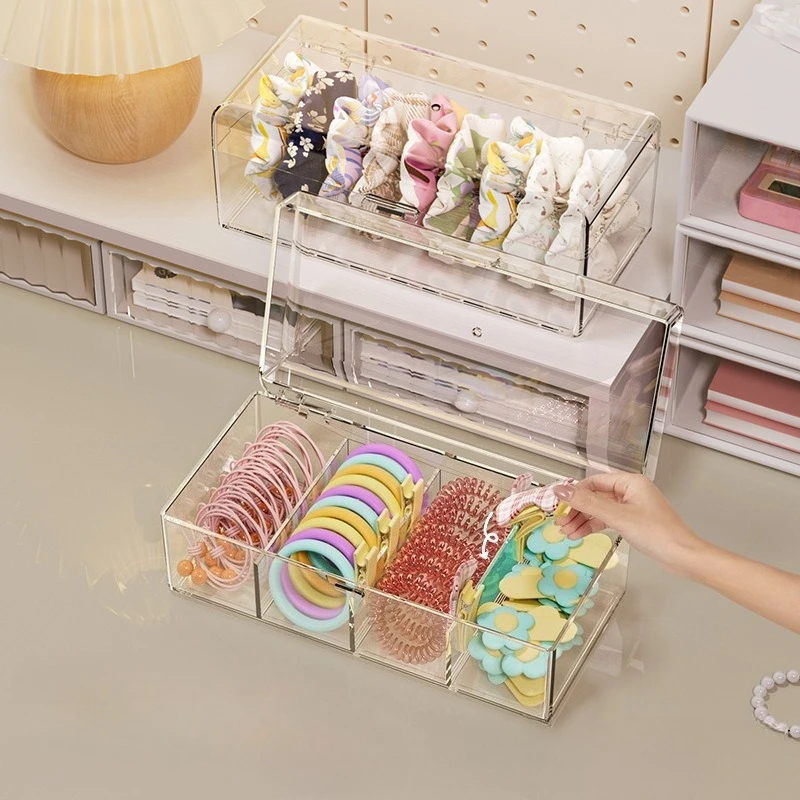 Accessoires: Transparente Haargummis aus Acryl für Haarbänder, Kosmetikaufbewahrungsbox, Schreibtisch-Schmuckorganizer_voghion.com