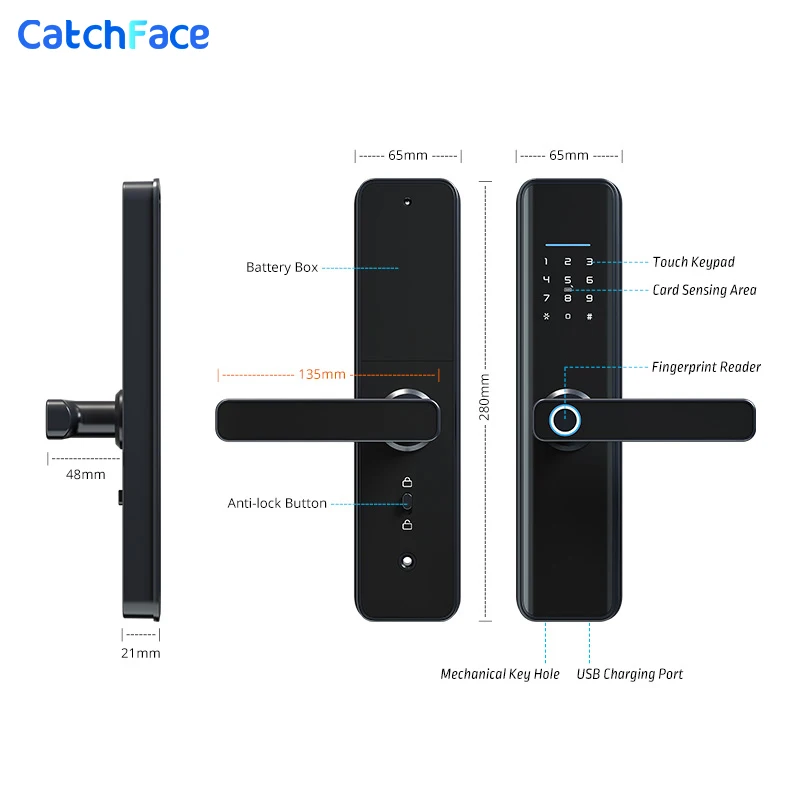 TTLock Fingerprint Smart Door Lock Safe Digital Electronic Lock With Bluetooth A