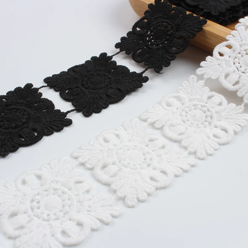 Lace Accessories 2Yards/Lot White Water Soluble Lace Trims Embroidered Mesh Ribbon DIY Appliques Handmade Sewing Tull Craft Underwear Supplier