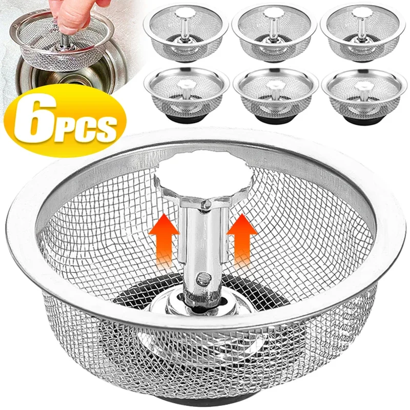 Stainless Steel Mesh Sink Filter Kitchen Sewer Anti-blocking Strainers Bathroom Floor Drains Hair Catcher Waste Plug Filters