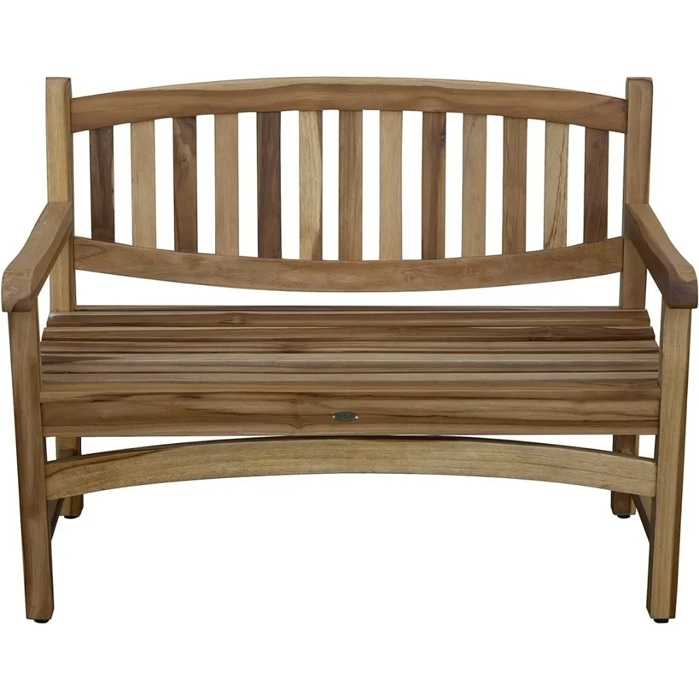 

Kent Outdoor Bench Wood Garden Bench Patio Bench with Armrests and Backrest, Yard Benches for Indoor and Outdoors- Natural Teak