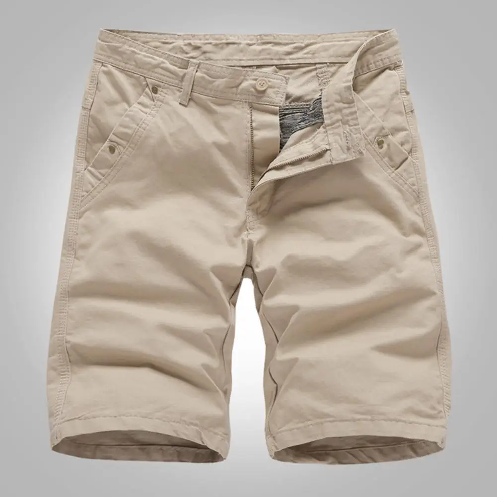

Capri Shorts Stylish Solid Color Dual Pockets Cargo Shorts Quick Drying Summer Shorts