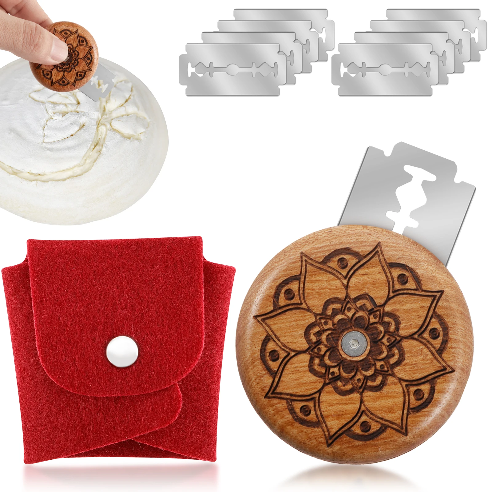 Bread Lame Slashing Tool Dough Scoring Cutter with 10 Blades and Protection Cover Bread Slicing Slashing Cutter Portable Baker