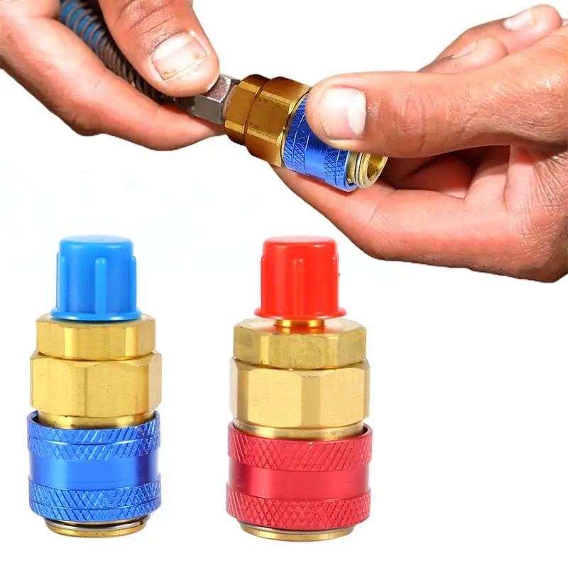 

1 Pair Replace R134A Adapter Low High R134a AC Quick Connectors R134A H/L Brass Adapters Air Conditioning Refrigerant Adjustable