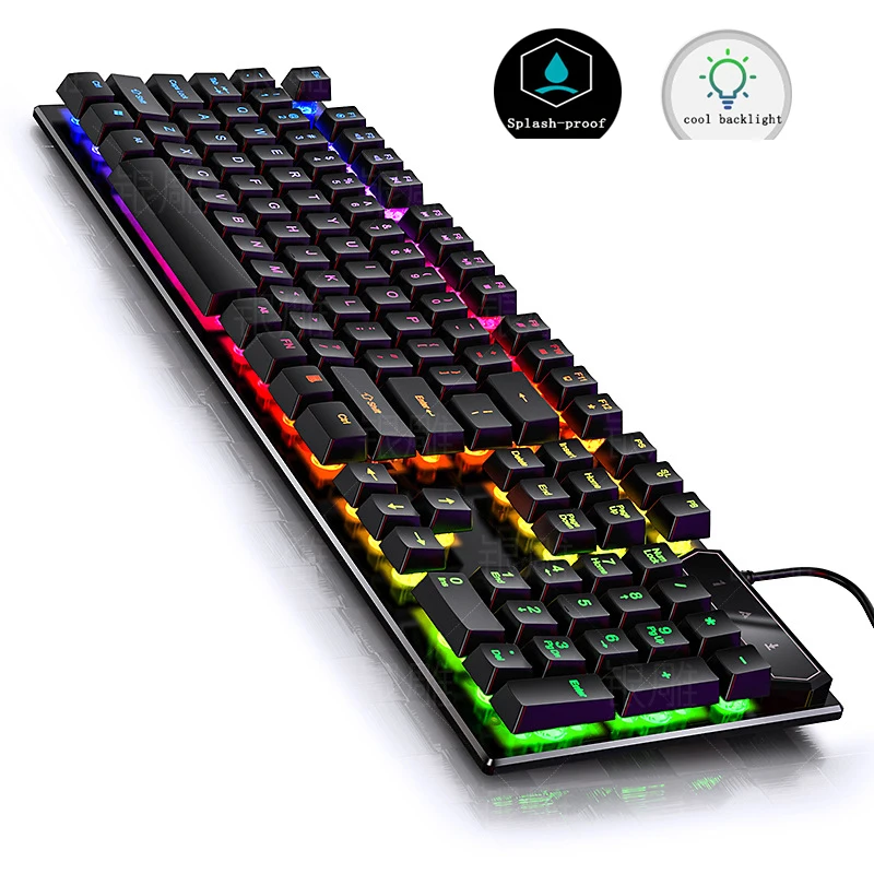 104 Keys Gaming Keyboard Waterproof Backlit Keyboards RGB Computer