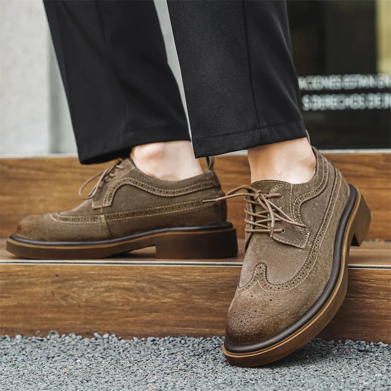 Brogue Thick soled men's shoes Fashionable British style Outdoor leisure business party Daily office youth men's quality shoes