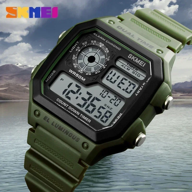 SKMEI 1299 Fashion Men PU Strap Multifunction Waterproof Watches Alarm Male Digital Watch reloj hombre Outdoor Sport Watch 3