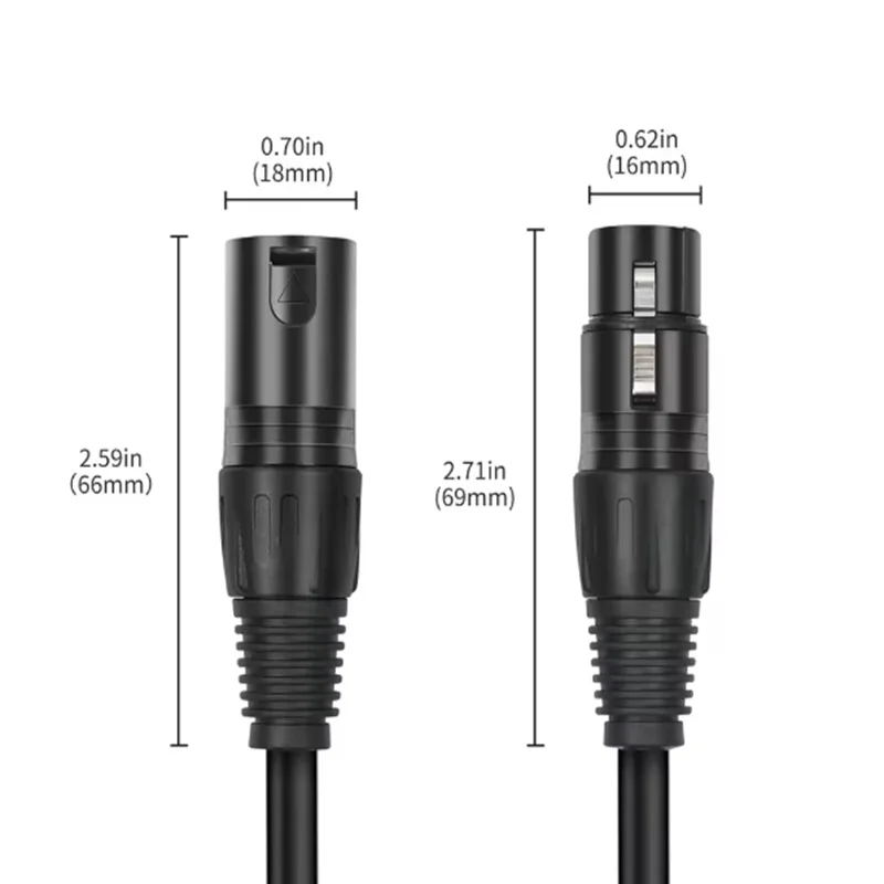 Premium Shielded XLR Audio Cable - High-Purity OFC, Male to Female, Various Lengths