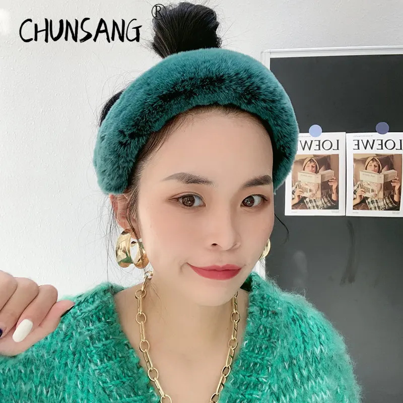 New In Vintage Real Mink Fur Wide Headband Headbands Head Band Hair Hoop Bands Haarband for Women Girls Korean Hair Accessories