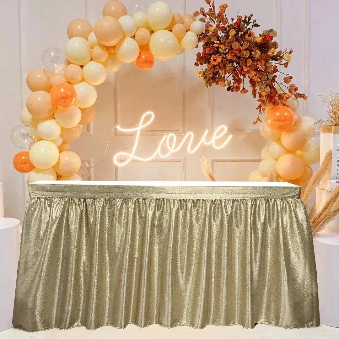 Table Cover Sequin Light Gold Table Skirt Rectangle Table Covers For Birthday Party Event Wedding Decor